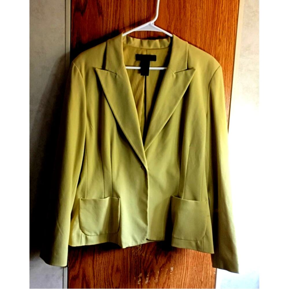 The Limited Chartreuse Lime Green Stretch Blazer Dopamine Dressing Officecore L